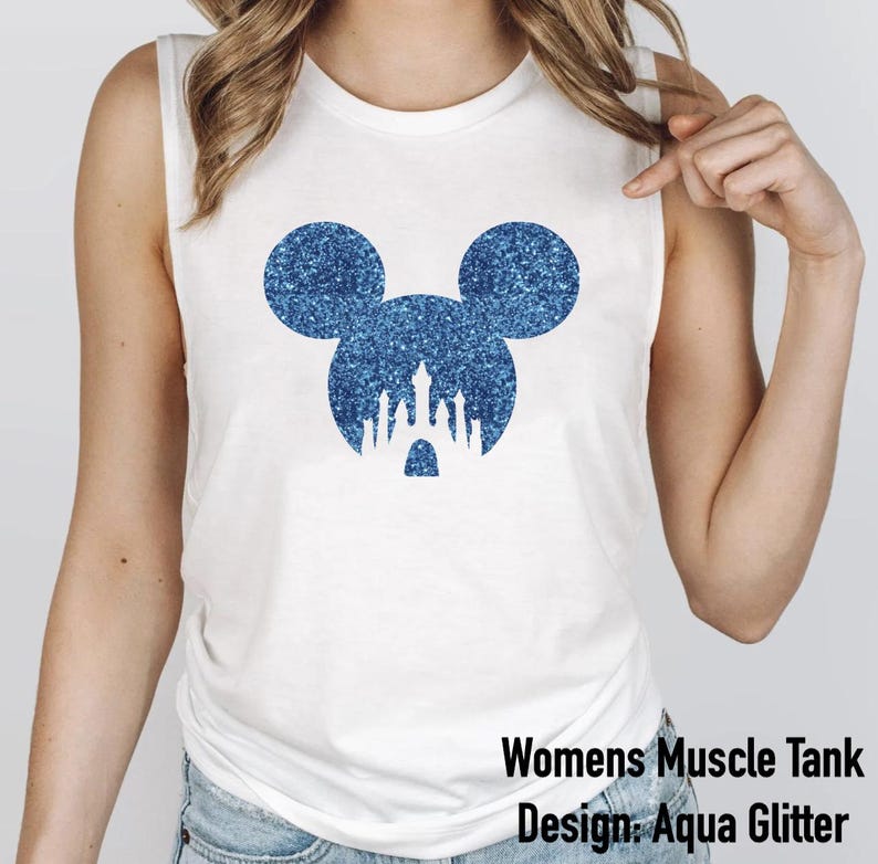 Personalized Name Glitter Disney Tank Top, Women & Girls Matching Disney Shirt For Women Mickey Disney Top Disney World Workout Shirts image 8