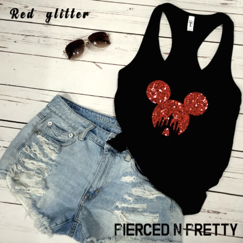 GLITTER Disney Tank Top, Women & Girls Matching Disney Shirt For Women Mickey Top Disney World Workout Shirts Disney Shirt, Gift for Her image 8