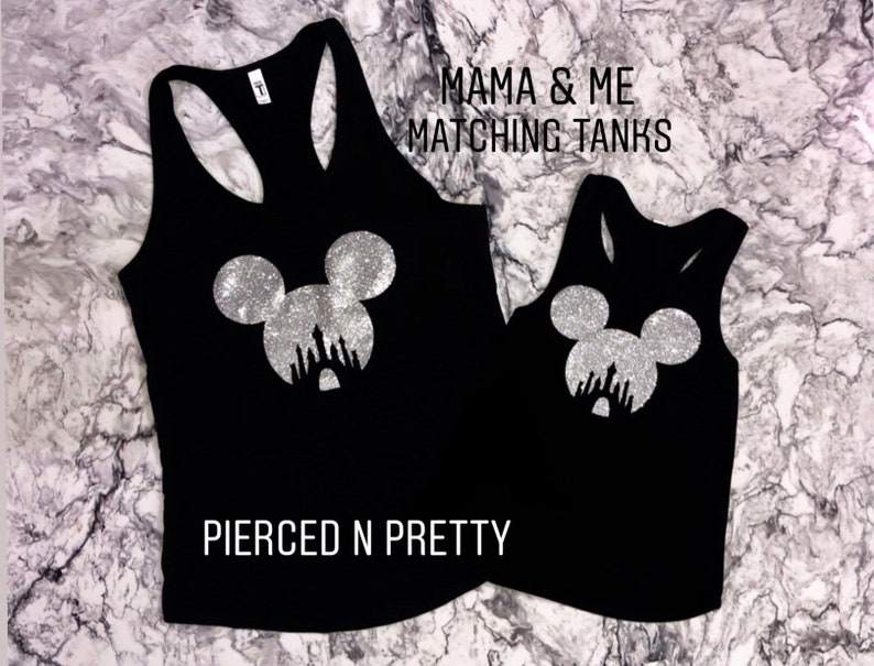 GLITTER Disney Tank Top, Women & Girls Matching Disney Shirt For Women Mickey Top Disney World Workout Shirts Disney Shirt, Gift for Her image 6