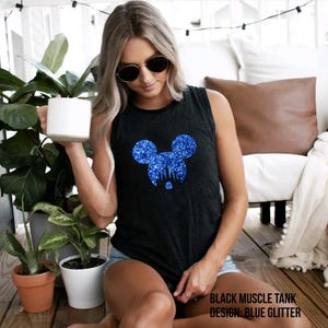 Personalized Name Glitter Disney Tank Top, Women & Girls Matching Disney Shirt For Women Mickey Disney Top Disney World Workout Shirts image 4