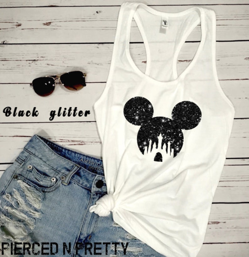 GLITTER Disney Tank Top, Women & Girls Matching Disney Shirt For Women Mickey Top Disney World Workout Shirts Disney Shirt, Gift for Her image 9