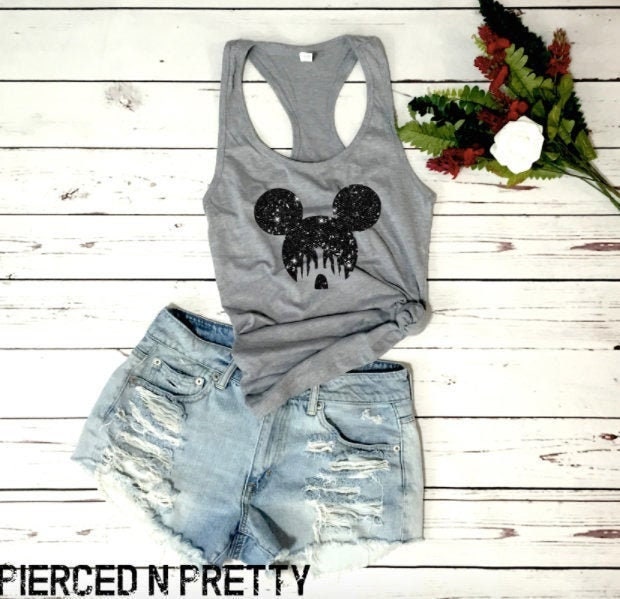 GLITTER Disney Tank Top, Women & Girls Matching Disney Shirt For Wome…
