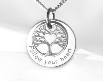 Engraved Tree of Life Pendant Necklace, 925 Silver, Birthday, Family Gift Necklace  Birthday, Wedding, Mother's Day