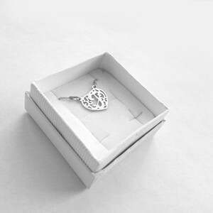 Dainty Heart Necklace, 925 Silver, J Letter Charm, Personalized Woman Jewelry image 3