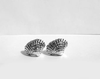 Little Shell Stud Earrings, Tiny Sterling Silver Post Earring, Nautical Earrings, Seashell Nautical Jewelry