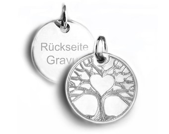 Kleine hanger – Levensboom met hartje – Gravure op de achterkant – Gepersonaliseerd cadeau voor vrouwen, vriendin, moeder