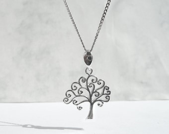 Open Work Tree Charm Necklace, 925 Sterling Silver Tree Pendant Necklace, 925 Silver, Curly Tree Charm, Nature Inspired Jewelry
