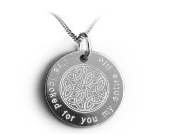 Celtic Necklace with Engraving | Knot Pendant 925 Silver | Custom Necklace for Women & Men