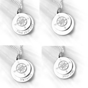 Kompass Kette mit Gravur, Personalisierte Kette, 925 Silber, Windrose, Geschenk zum Geburtstag, Reise Schmuck Bild 7
