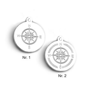 Kompass Kette mit Gravur, Personalisierte Kette, 925 Silber, Windrose, Geschenk zum Geburtstag, Reise Schmuck Bild 3