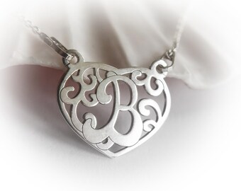 Personalized Heart Necklace | 925 Sterling Silver Letter Pendant | Delicate Necklace | Gift for Her