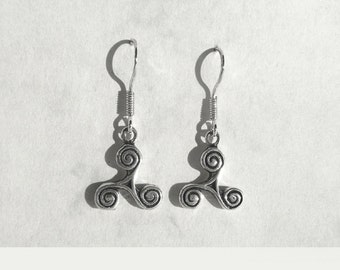 Dangle Celtic Earrings, Sterling Silver Spiral Earrings, Celtic Jewelry,  Irish Design, Spiral Motif Woman Ear Jewelry