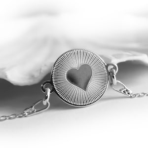 Zartes Armband mit Herz – 925 Silber – Gravur - Wunschtext Rückseite – Personalisiertes Geschenk für Frauen