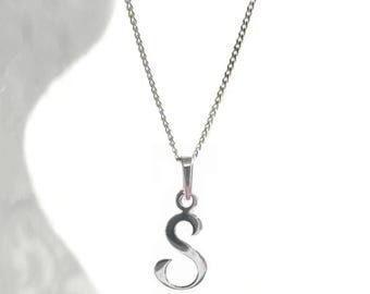 Personalized Necklace, Letter S Pendant, Sterling Silver Initial Necklace, Minimalist Jewelry for Women