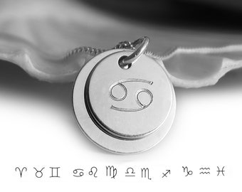 Zodiac Sign Necklace, 925 Silver, Double Necklace with Engraving, Name, Initils, Date , Wishtext, Gift Necklace Birthday, Baptism