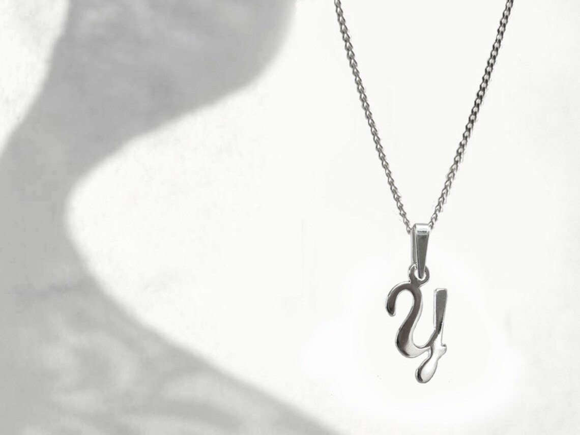 Alphabet Necklace Y Tiny Letter Silver Pendant Single Letter Etsy UK