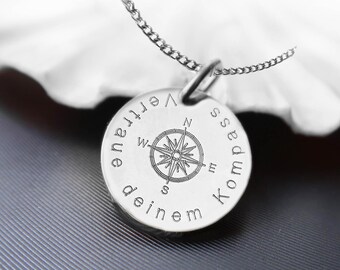 Personalized Compass Necklace in Stainless Steel – Engraved Necklace with Coordinates, Name & Date