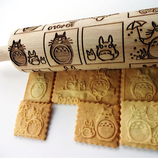 ANIME Embossing Rolling Pin. Laser Cut Embossing Dough Roller for Embossed Cookies by Algis Crafts