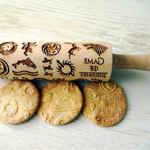 Engraved Rolling Pin for Homemade Pastries and Ceramics by Algis Crafts