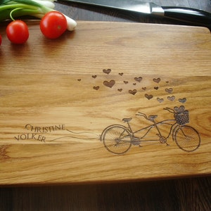 Personalized Cutting Board. Tandem. Cutting Board Lazer Engraved 10 x 15. Ideal gift for wedding. Choping block image 4