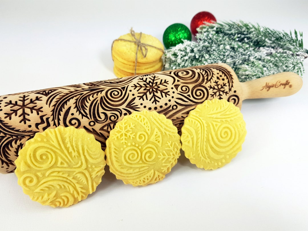 FROST Embossing Rolling Pin. Laser Cut Embossed Dough Roller With