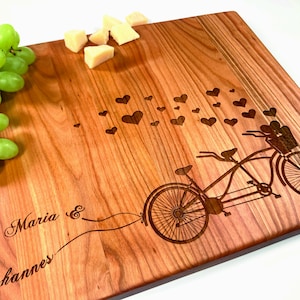 Personalized Cutting Board. Tandem. Cutting Board Lazer Engraved 10 x 15. Ideal gift for wedding. Choping block image 1