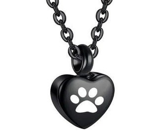 Paw Print Urn Necklace, Urn For Pets/Cat/Dog-Memorial Necklace, Urn Jewelry, Pet Urn, Dog Urn, Cat Urn, Memorial Jewelry, Cremation Jewelry