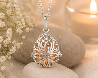 Teardrop Cage Urn Necklace, Memorial Pendant, Sterling Silver,  cremains jewelry, jewelry for ashes