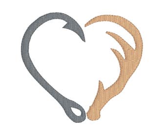 Download Fish Hook SVG Hook And Antler SVG Antler Heart Silhouette ...