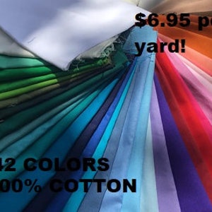 Solid Color Fabric 6.95 Per Yard 100% Cotton, Quilting, Sewing, Face Mask Fabric or Lining