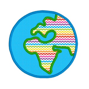 BUY2GET1FREE - World, Globe, Earth Applique Machine Embroidery Design in 3 Sizes - 4x4, 5x5 and 6x6