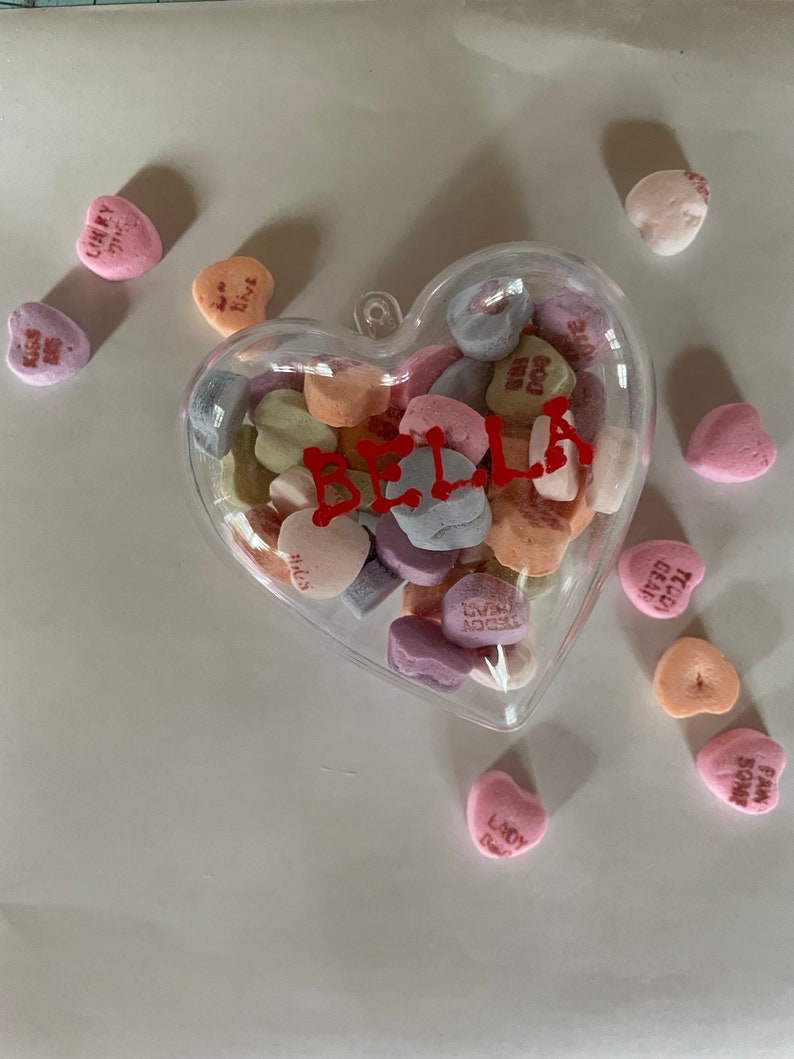 Filled Candy Heart Box Personalized Valentines Day Gift for Kids, Teachers Gift 画像 1