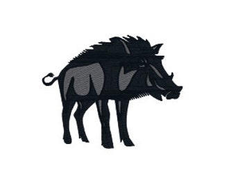 BUY 2 GET 1 FREE - Wild Boar Silhouette Machine Embroidery Design in 3 Sizes Hunting