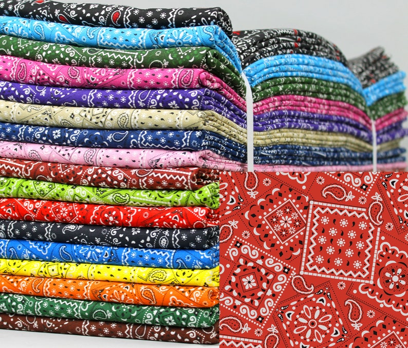 Bandana Fabric 17 Colors to Choose From 100 Cotton Etsy