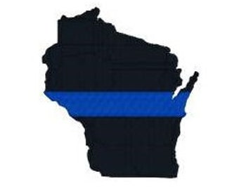 BUY2GET1FREE - 2", 2.5",  3", 4" Machine Embroidery Design - Wisconsin Thin Blue Line Police Officer Support - Blue Lives Matter