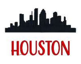 BUY 2 GET 1 FREE - Houston Skyline Silhouette Machine Embroidery Design in 2 Sizes:  4x4 and 5x7