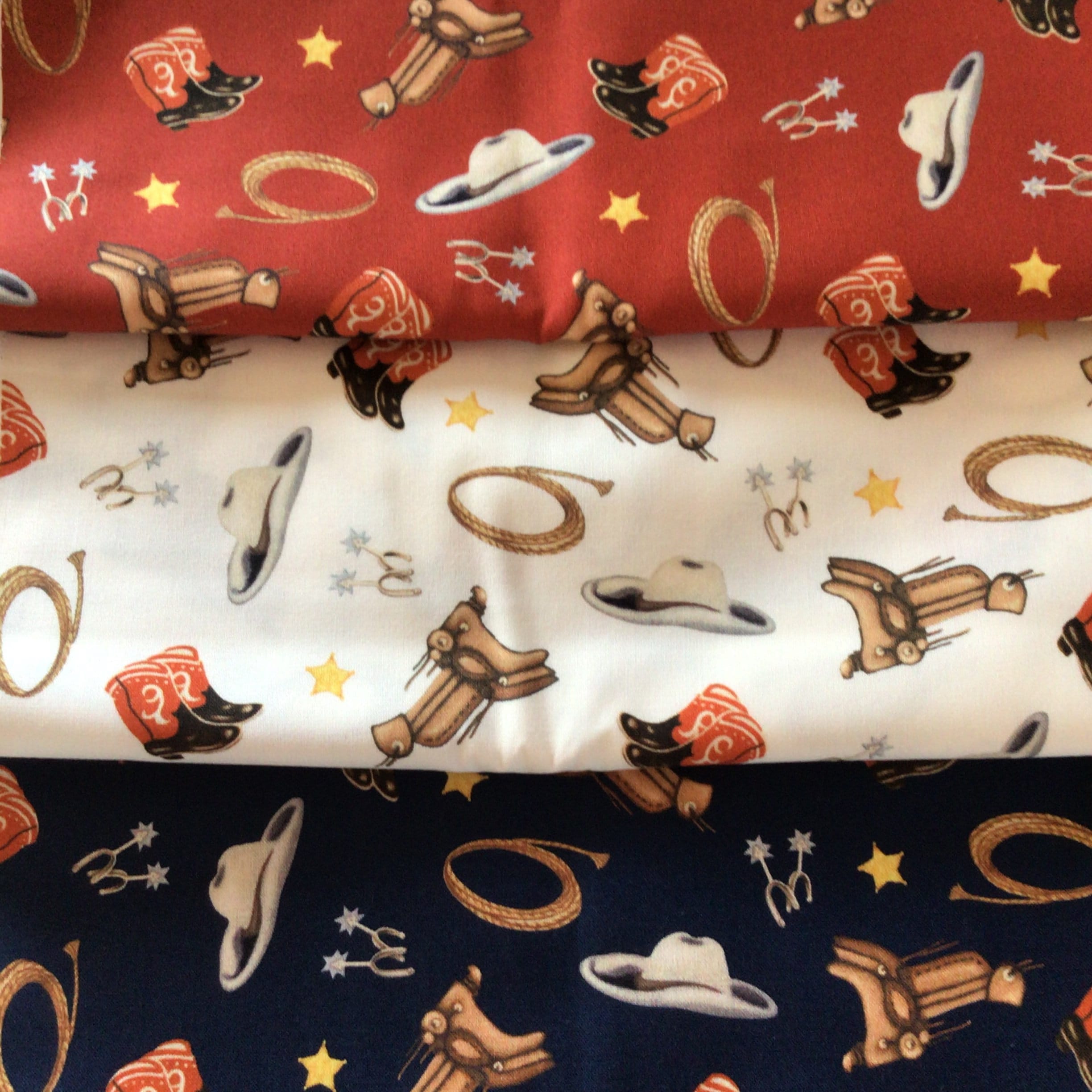 Cowboy Hat Rope Boots Saddle Fabric Fabric 100 Cotton Country Etsy