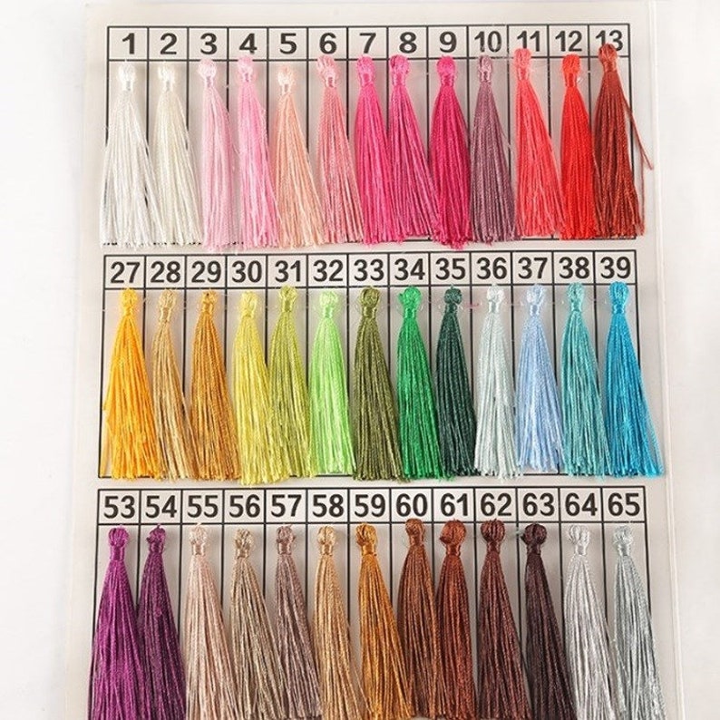 Bookmark Tassels 60 Colors Wholesale 10/20/100 Silk Tassels 5 long 3 tassel with 2 inch hanging loop diy craft supplies Active image 2