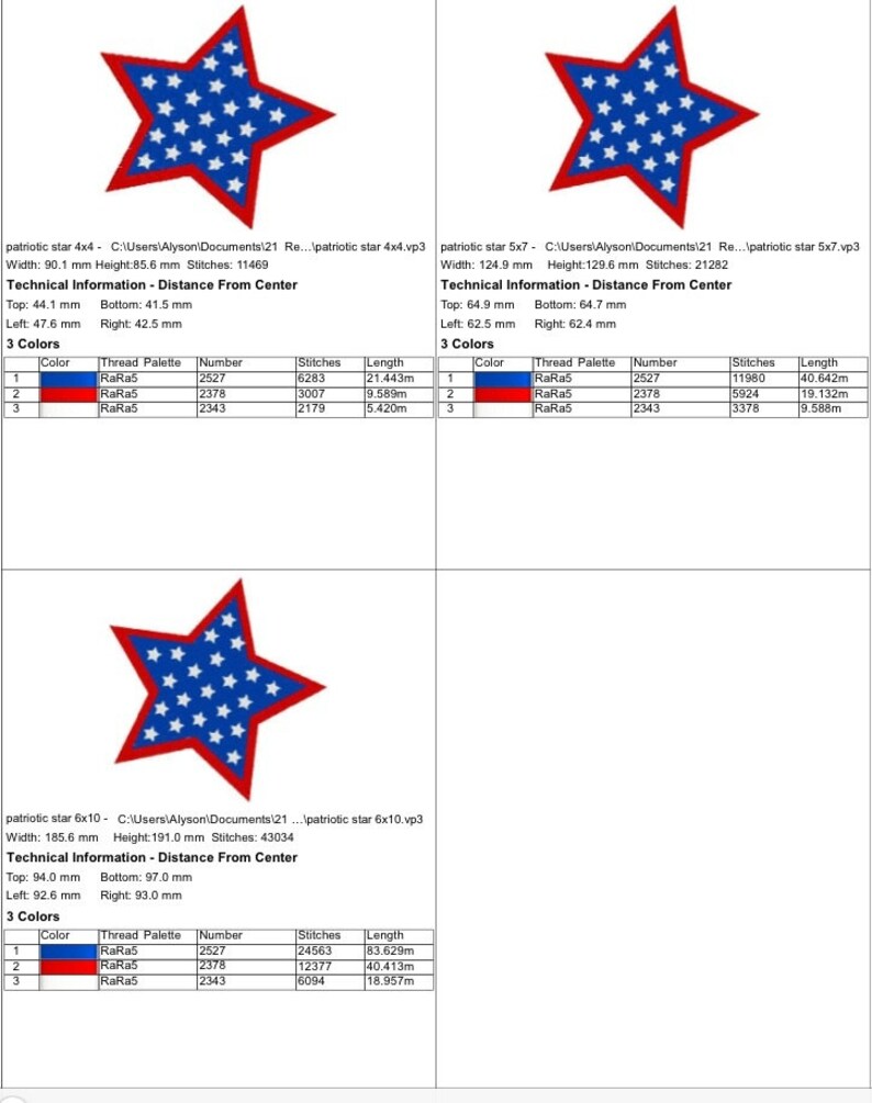 Red White and Blue Star Machine Embroidery Design Perfect Etsy