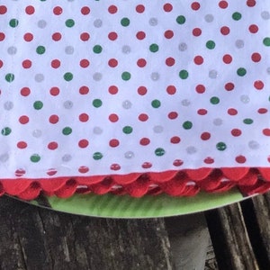 Christmas Napkins Set of 4 - Red, Silver and Green Polka Dots