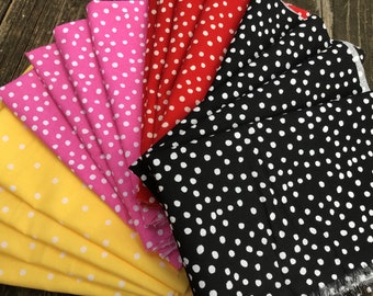 Polka Dot Fabric 100% Algodón Fat Quarter Bundles o Vendido corte a medida FACE MASK FABRIC