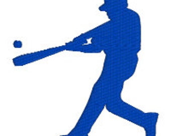 BUY 2, GET 1 FREE - Baseball Hitter Silhouette Machine Embroidery Design in 3 Sizes, Including Mini