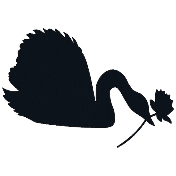 BUY 2 GET 1 FREE Black Swan Silhouette Machine Embroidery Design Swan With Rose 3 Sizes 4x4 5x7 6x10 Etsy Canada