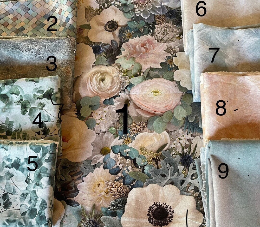 Farmhouse Blooms Fabric - Cotton Floral Fabric Wedding Bouquet Flowers ...