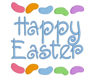 BUY 2, GET 1 FREE - Jelly Bean Happy Easter Machine Embroidery Design in 3 Sizes - 4x4, 5x7, 6x10