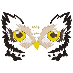 BUY 2, GET 1 FREE - Realistic Owl Face Machine Embroidery Design - Bird of Prey - 3 Sizes 4x4, 5x7, 6x10, Filled, Fill Stitch
