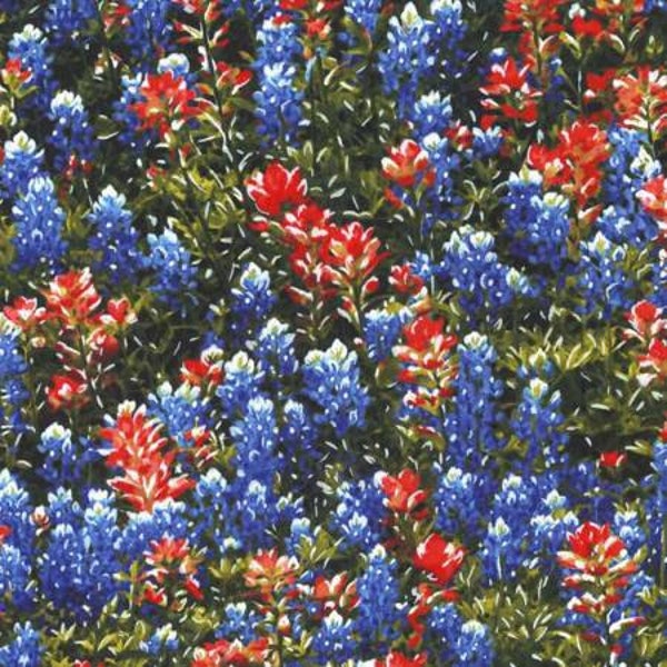 11.95 PER YARD Bluebonnet Fabric 100% Cotton Michael Miller Texas Flowers, Wildflowers