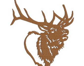 BUY 2, GET 1 FREE - Elk Silhouette Filled Machine Embroidery Design in 3 Sizes - Colorado, Estes Park, Nature, Animal, Hunting