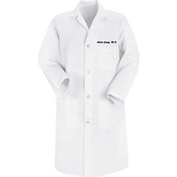 Lab Coat Doctor Coat - Personalized With Embroidery Lab Coat - Custom Lab Coat - White 4-Button Lab Coat by Red KapD