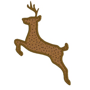 BUY 2, GET 1 FREE - Applique Leaping Deer Machine Embroidery Design
